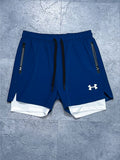 Pantaloneta Under Armour Azul con Licra Interior